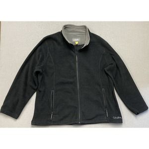 Cabelas Fleece Jacket Mens 2XL Black Full Zip Long Sleeve Outdoors Casual XXL